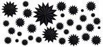 Pleats stjerner sort fra Stjernestunder mange på væg - Tinashjem